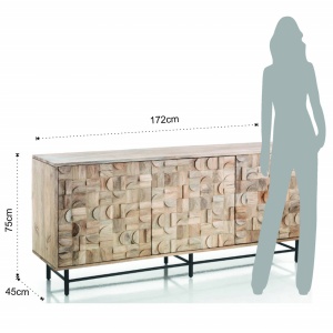 BUFET 3 USI 170CM, AMON, COD 3860, STIL MODERN, REALIZATA DIN LEMN MASIV DE MANGO SI SUPORT DE METAL - Img 6