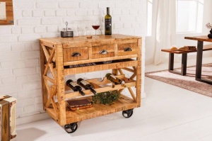 BUFET 90CM, BODEGA, LEMN MASIV SI ROTI METAL, ARTIM GROUP SELECTION