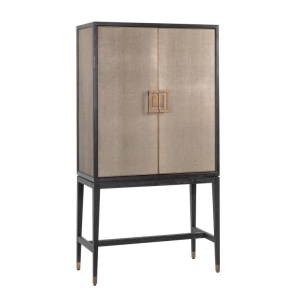 BUFET/BAR BLOOMINGVILLE, 182 CM, BEJ/NEGRU/AURIU ANTICHIZAT, DIN LEMN DE STEJAR SI PIELE ECOLOGICA, STIL MODERN, B2