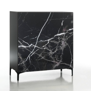 BUFET/DULAP LIVING 110CM, KIM BLACK, COD 5080, STIL MODERN, REALIZATA DIN METAL SI PANOURI ECO