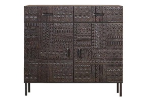 BUFET HIEROGLYPH 6821, MARO INCHIS/NEGRU, DIN LEMN DE MANGO SI METAL, STIL INDUSTRIAL, GINER Y COLOMER