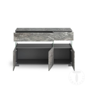 BUFET LIVING 129CM, FLOAT MARBLE, COD 5064, STIL MODERN, REALIZATA PANOURI LAMINATE, EFECT MARMURA - Img 3