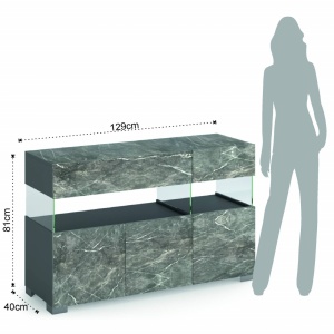 BUFET LIVING 129CM, FLOAT MARBLE, COD 5064, STIL MODERN, REALIZATA PANOURI LAMINATE, EFECT MARMURA - Img 5