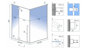 CABINA DE DUS REA FARGO, 80x100CM, NEGRU MAT, DIN STICLA, FARA CADITA, CALITATE SUPERIOARA - Img 5