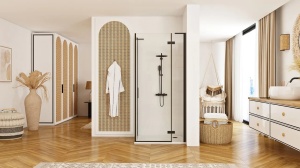 CABINA DE DUS REA HUGO, 100x90CM, NEGRU, DIN STICLA, CALITATE SUPERIOARA - Img 2
