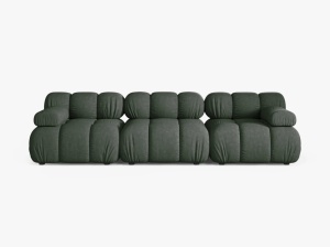CANAPEA BELLIS, CU 3 LOCURI, VERDE INCHIS, CU TAPITERIE DIN TEXTIL STRUCTURAT LIBERTY, MICADONI