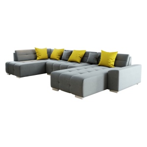 CANAPEA BELLIS U, MODEL STANGA, GRI/MUSTAR, DIN TEXTIL, FORMA U, TAPITAT, STIL MODERN, TK - Img 3