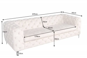 CANAPEA CATIFEA, BAROCK 235CM, 3 LOCURI, DE CULOARE SAMPANIE, COD 42641 - Img 6