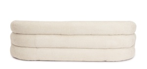 CANAPEA CLEMENCE SHELL BEJ, CONFECTIONATA DIN SPUMA POLIURETANICA, METAL SI TEXTIL, STIL MODERN - Img 3