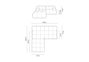 CANAPEA/COLTAR MODULAR BELLIS, 3 LOCURI, 188 CM, GALBEN 41, TAPITERIE DIN CATIFEA, DESIGN DEOSEBIT - Img 8