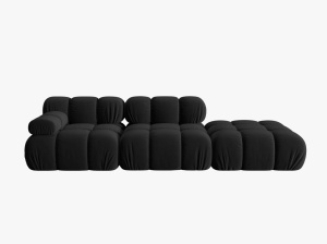 CANAPEA/COLTAR MODULAR BELLIS DREAPTA, 3 LOCURI, 282 CM, NEGRU 100, TAPITERIE DIN CATIFEA, DESIGN DEOSEBIT