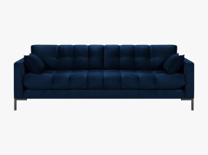 CANAPEA CU 4 LOCURI, MAMAIA ALBASTRU ROYAL BLUVEL, CU TAPITERIE DIN CATIFEA, MICADONI - Img 2