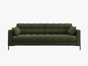 CANAPEA CU 4 LOCURI, MAMAIA VERDE OLIV INCHIS NEVE, CU TAPITERIE DIN TEXTIL FIN, MICADONI