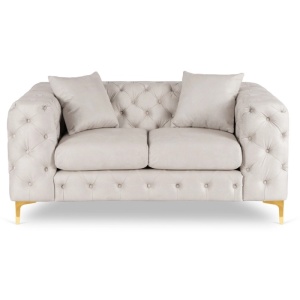 CANAPEA DEOSEBITA 2 LOCURI, ARTIM MEBLE, MATERIAL TEXTIL( CATIFEA) SI SUPORT METALIC, CULOARE CREM/AURIU, STIL MODERN