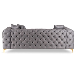 CANAPEA DEOSEBITA 3 LOCURI, ARTIM MEBLE, MATERIAL TEXTIL( CATIFEA) SI SUPORT METALIC, CULOARE GRI/AURIU, STIL MODERN - Img 4