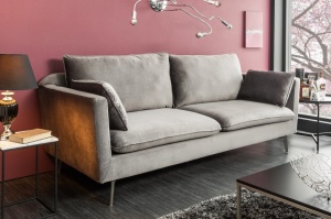 CANAPEA DIN CATIFEA ARGINTIE FAMOUS 39023 DESIGN MODERN