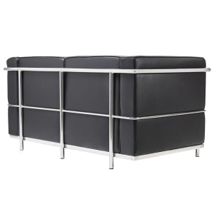CANAPEA DUBLA NEAGRA DIN PIELE NATURALA SOFT LC2 STIL MODERN - Img 2