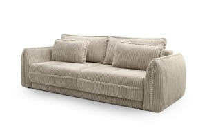 CANAPEA EXTENSIBILA NOA, CONFECTIONATA DIN TEXTIL, ARCURI SI SPUMA, BEJ, STIL MODERN - Img 2