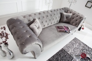 CANAPEA GRI ARGINTIU 220 CM EUPHORIA 38218 DESIGN VINTAGE - Img 2