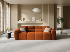 CANAPEA LISA, 4 LOCURI, 265 CM, SCORTISOARA, TAPITERIE DIN CATIFEA, DESIGN DEOSEBIT