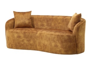 CANAPEA LIVING SEMIROTUNDA ELEMENTS, 180CM, 2 LOCURI, DIN LEMN SI MATERIAL CATIFEA, CULOARE GALBEN MUSTAR, INVICTA INTERIOR