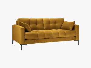 CANAPEA MAMAIA, 2 LOCURI, 152 CM, GALBEN 68/NEGRU, TAPITERIE DIN CATIFEA, DESIGN DEOSEBIT - Img 2