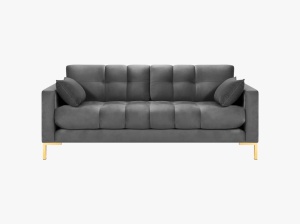 CANAPEA MAMAIA, 2 LOCURI, 152 CM, GRI DESCHIS 13/AURIU, TAPITERIE DIN CATIFEA, DESIGN DEOSEBIT - Img 3
