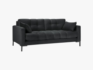 CANAPEA MAMAIA, 2 LOCURI, 152 CM, GRI INCHIS 18/NEGRU, TAPITERIE DIN CATIFEA, DESIGN DEOSEBIT - Img 2