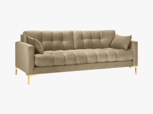 CANAPEA MAMAIA, 3 LOCURI, 177 CM, BEJ 28/AURIU, TAPITERIE DIN CATIFEA, DESIGN DEOSEBIT