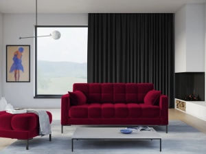 CANAPEA MAMAIA, 3 LOCURI, 177 CM, ROSU INCHIS 59/NEGRU, TAPITERIE DIN CATIFEA, DESIGN DEOSEBIT