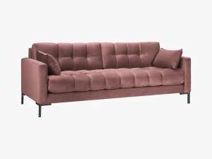 CANAPEA MAMAIA, 3 LOCURI, 177 CM, ROZ 52/NEGRU, TAPITERIE DIN CATIFEA, DESIGN DEOSEBIT - Img 2
