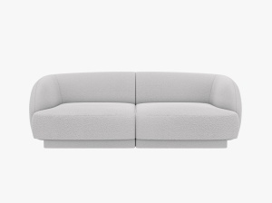 CANAPEA MILEY, CU 2 LOCURI, GRI DESCHIS, CU TAPITERIE DIN TEXTIL BOUCLE BALOO, MICADONI