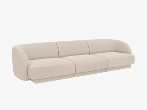 CANAPEA MILEY, CU 3 LOCURI, BEJ, CU TAPITERIE DIN TEXTIL BOUCLE BALOO, MICADONI