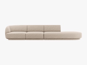 CANAPEA MILEY, CU 4 LOCURI, PE DREAPTA, BEJ, CU TAPITERIE DIN TEXTIL CHENILLE EDEN, MICADONI