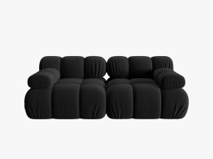 CANAPEA MODULARA BELLIS, 2 LOCURI, 188 CM, NEGRU 100, TAPITERIE DIN CATIFEA, DESIGN DEOSEBIT - Img 3