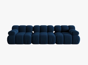 CANAPEA MODULARA BELLIS, 3 LOCURI, 282 CM, ALBASTRU 81, TAPITERIE DIN CATIFEA, DESIGN DEOSEBIT - Img 4