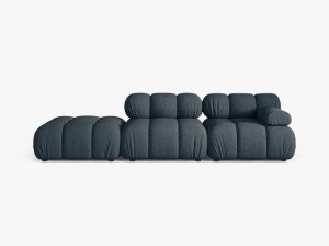 CANAPEA MODULARA BELLIS, PE STANGA, PETROL INCHIS, CU TAPITERIE DIN TEXTIL STRUCTURAT LIBERTY, MICADONI