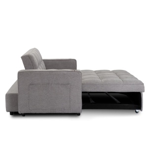 CANAPEA RABATABILA, ARTIM MEBLE, REALIZAT DIN MATERIAL TEXTIL GRI INCHIS SI METAL, STIL MODERN - Img 10