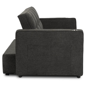 CANAPEA RABATABILA, ARTIM MEBLE, REALIZAT DIN MATERIAL TEXTIL NEAGRA SI METAL, STIL MODERN - Img 6