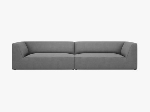 CANAPEA RUBY, CU 4 LOCURI, GRI, CU TAPITERIE DIN TEXTIL STRUCTURAT OTTAWA, MICADONI