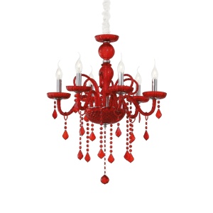 CANDELABRU GIUDECCA SP6, ROSU, DIN STICLA, STIL CLASIC