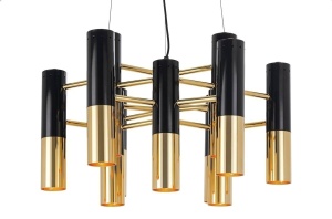 CANDELABRU LUNETTE, NEGRU/AURIU, DIN METAL, STIL MODERN, B2