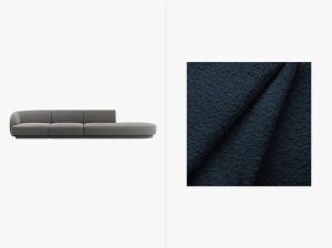 CANPAEA MILEY, CU 4 LOCURI, PE DREAPTA, ALBASTRU INCHIS, CU TAPITERIE DIN TEXTIL BOUCLE BALOO, MICADONI