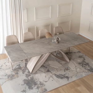 CEL MAI MIC PRET!!!MASA EXTENSIBILA 160-240CM, ARTIM MEBLE, REALIZATA DIN METAL SI CERAMICA, CULOARE MARMURA GRI/CREM, STIL MODERN - Img 3