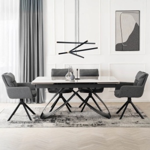 CEL MAI MIC PRET!!!MASA EXTENSIBILA 160-240CM, ARTIM MEBLE, REALIZATA DIN METAL SI CERAMICA, CULOARE MARMURA GRI/NEGRU, STIL MODERN - Img 4