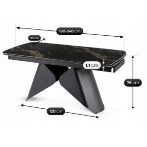 CEL MAI MIC PRET!!!MASA EXTENSIBILA 160-240CM, ARTIM MEBLE, REALIZATA DIN METAL SI CERAMICA, CULOARE MARMURA NEAGRA/NEGRU, STIL MODERN - Img 11