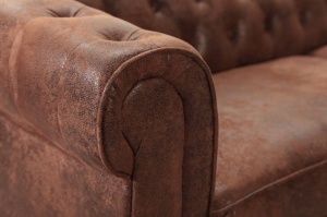 COLTAR CHESTERFIELD DIN, MICROFIBRA, PIELE NATURALA TABACITA DREAPTA 36836 - Img 4