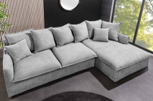 COLTAR DREAPTA, MATERIAL BOUCLE, 255CM, CULOARE GRI, DESIGN MODERN, ARTIM GROUP SELECTION