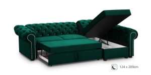 COLTAR EXTENSIBIL 278 CM, VALENTINO L DREAPTA, VERDE, DIN STOFA DE CALITATE SUPERIOARA - Img 5
