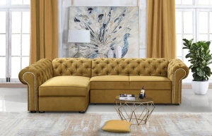COLTAR EXTENSIBIL 278 CM, VALENTINO L STANGA, GALBEN, DIN STOFA DE CALITATE SUPERIOARA